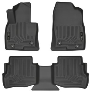 Mazda CX 9 Floor Liner - Front + Second Rows - Husky Liners - WeatherBeater - Black - 2017